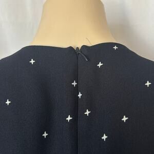 MM.LaFleur Black Midi Dress White Cross Print Sleeveless Size 16 Workwear